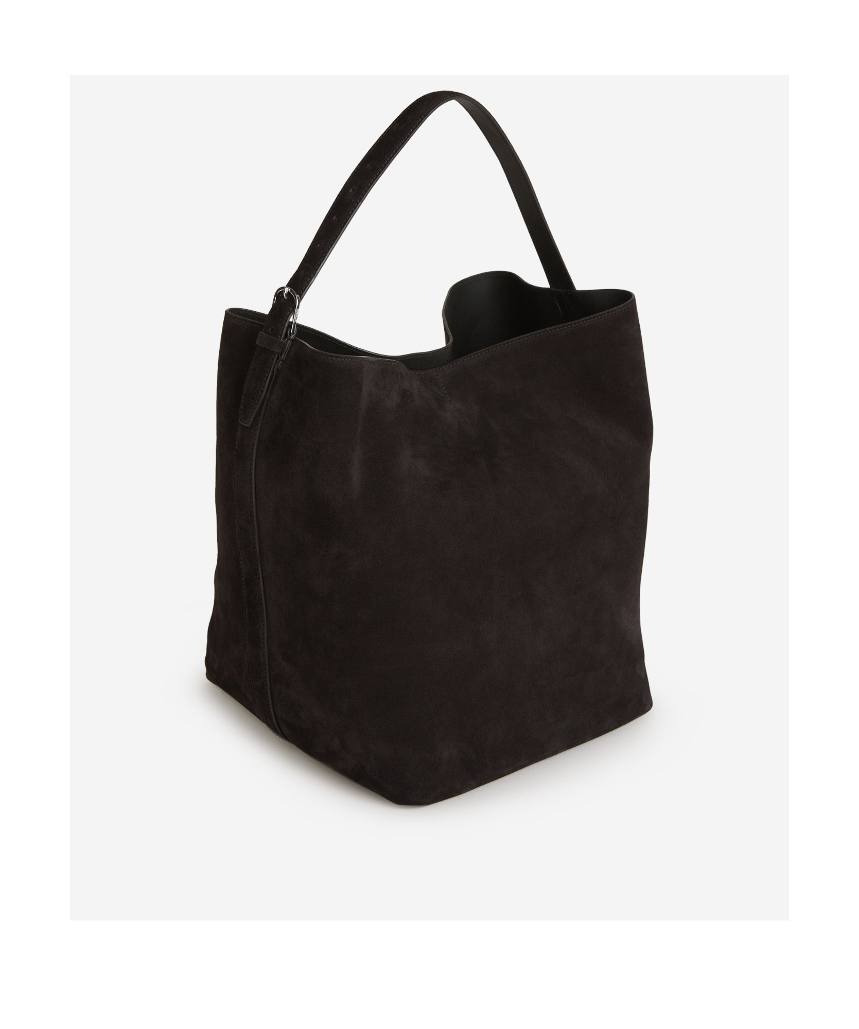 Totême Open-top Suede Tote Bag In Black