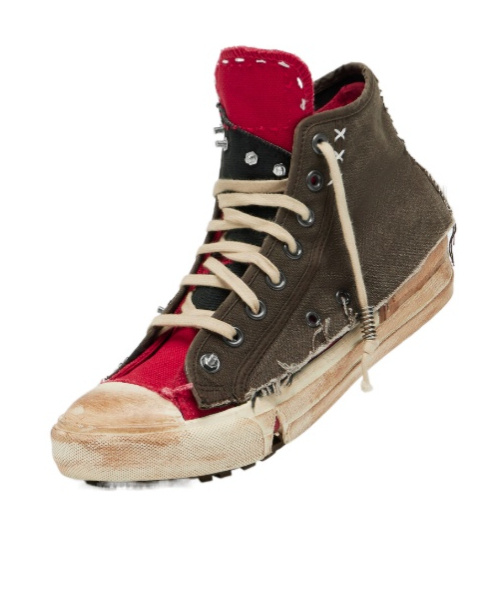 Maison Margiela Distressed High-top Sneakers In Brown
