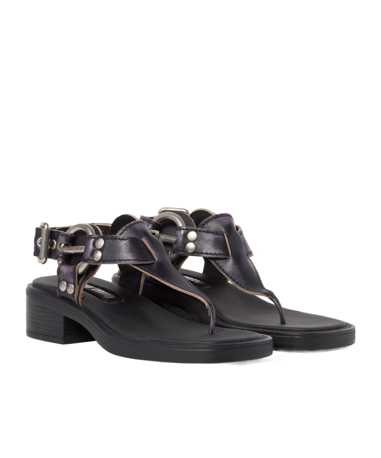 Miu Miu Logo Pin-toe High-heeled Sandals In Black