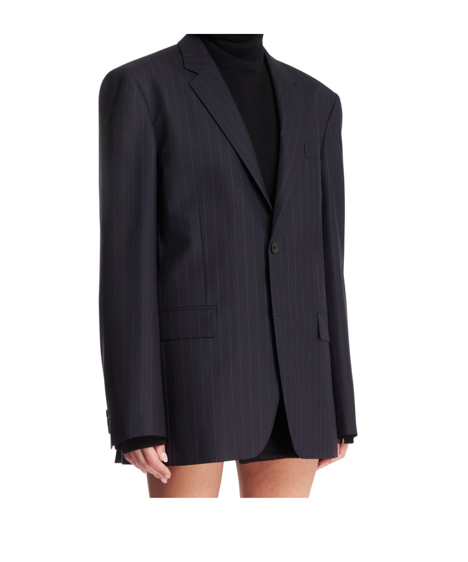 Maison Margiela Pinstripe Tailored Jacket In Blue