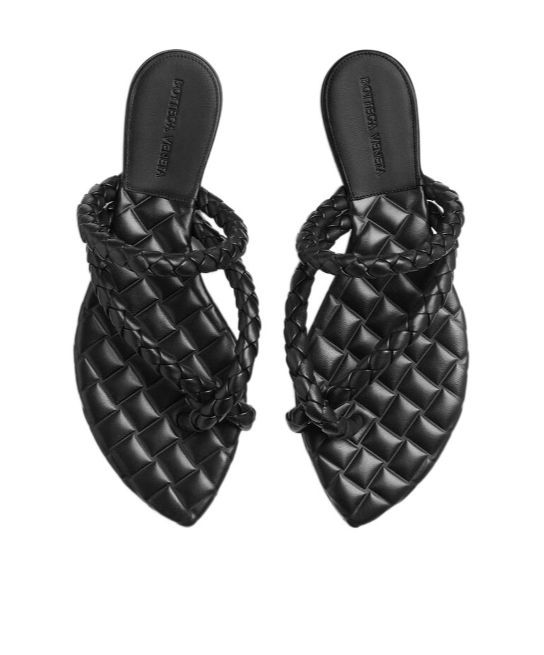 Shop Bottega Veneta Pinched Toe Knitted Slippers In Black