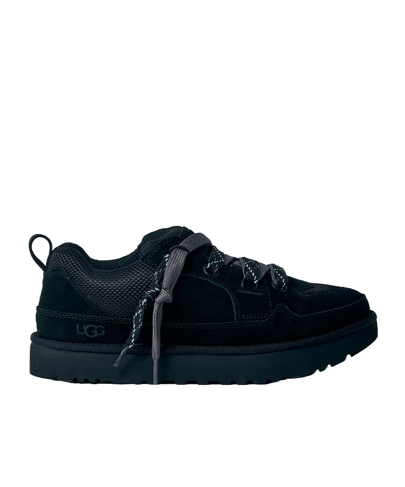 Ugg Lo Lowmel Suede Lace Up Trainers In Black