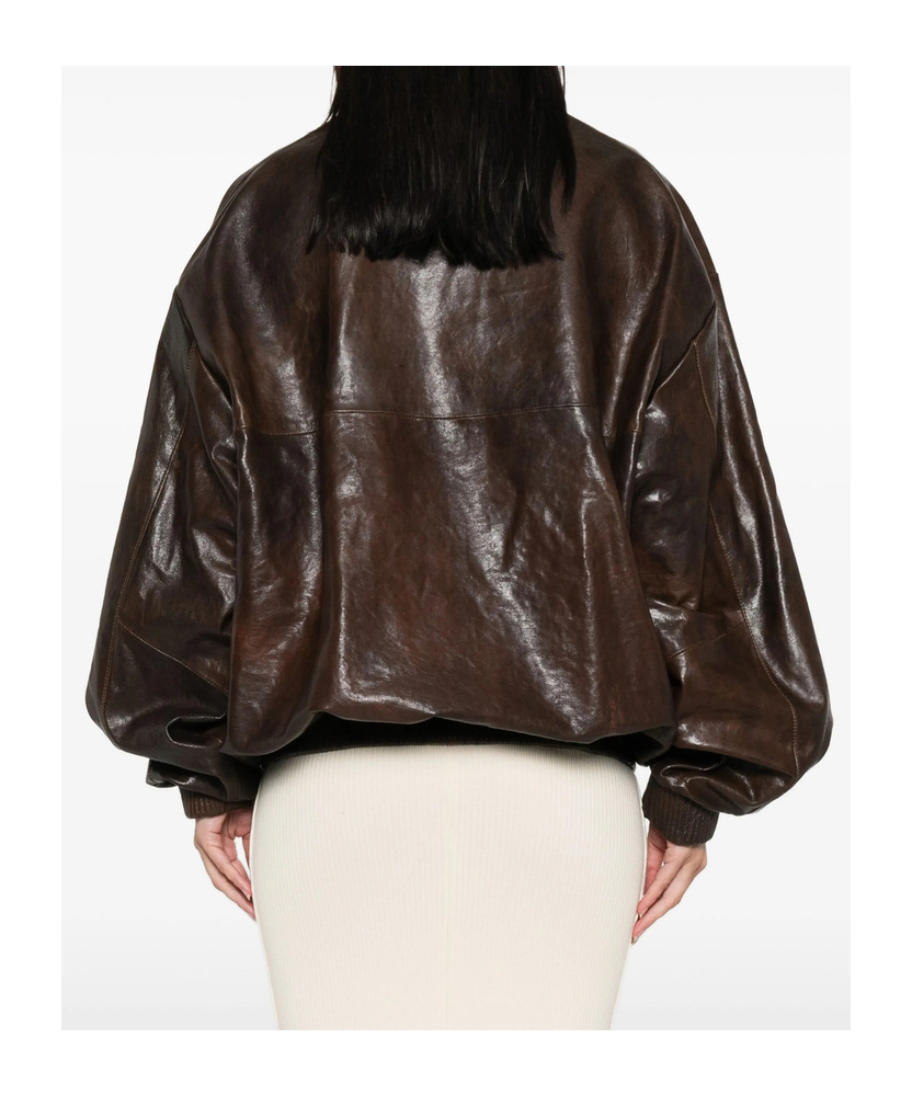 Magda Butrym Zip-fastening Ribbed-cuff Jacket In Brown