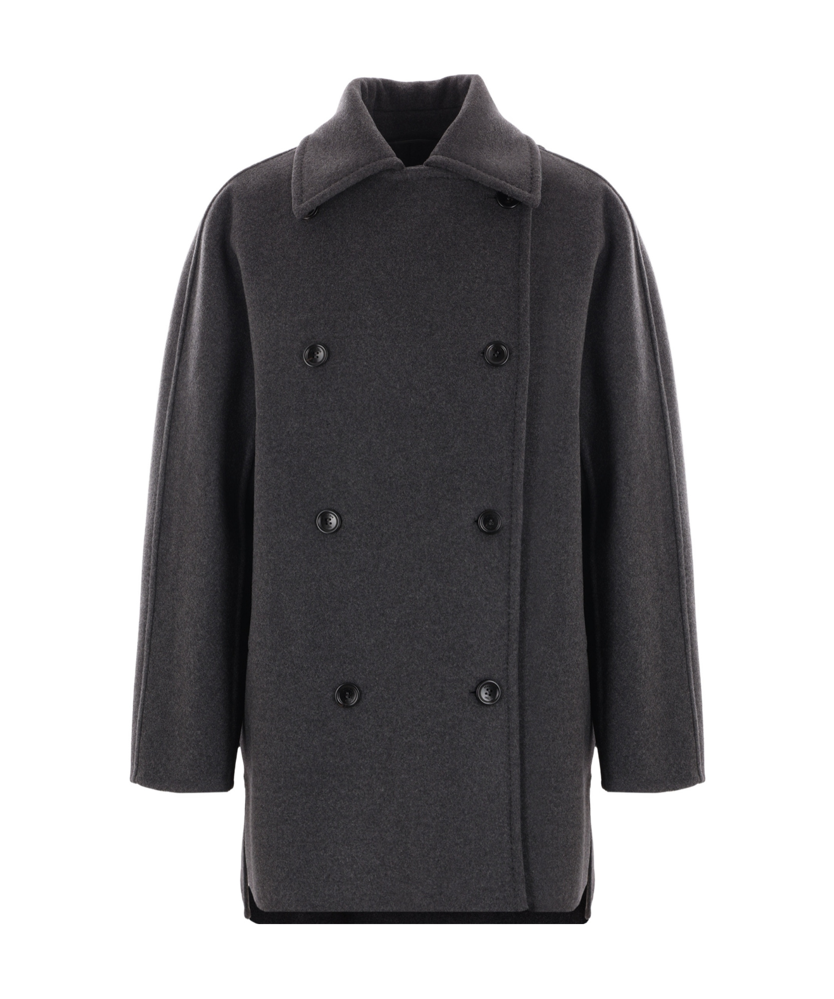 Shop Max Mara Double-breasted Ruffled Coat In Black