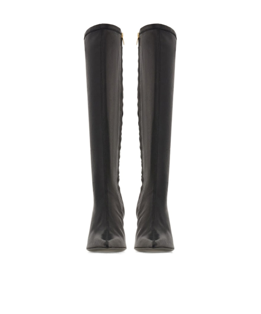 Ferragamo High Nappa Stretch Boot In Black