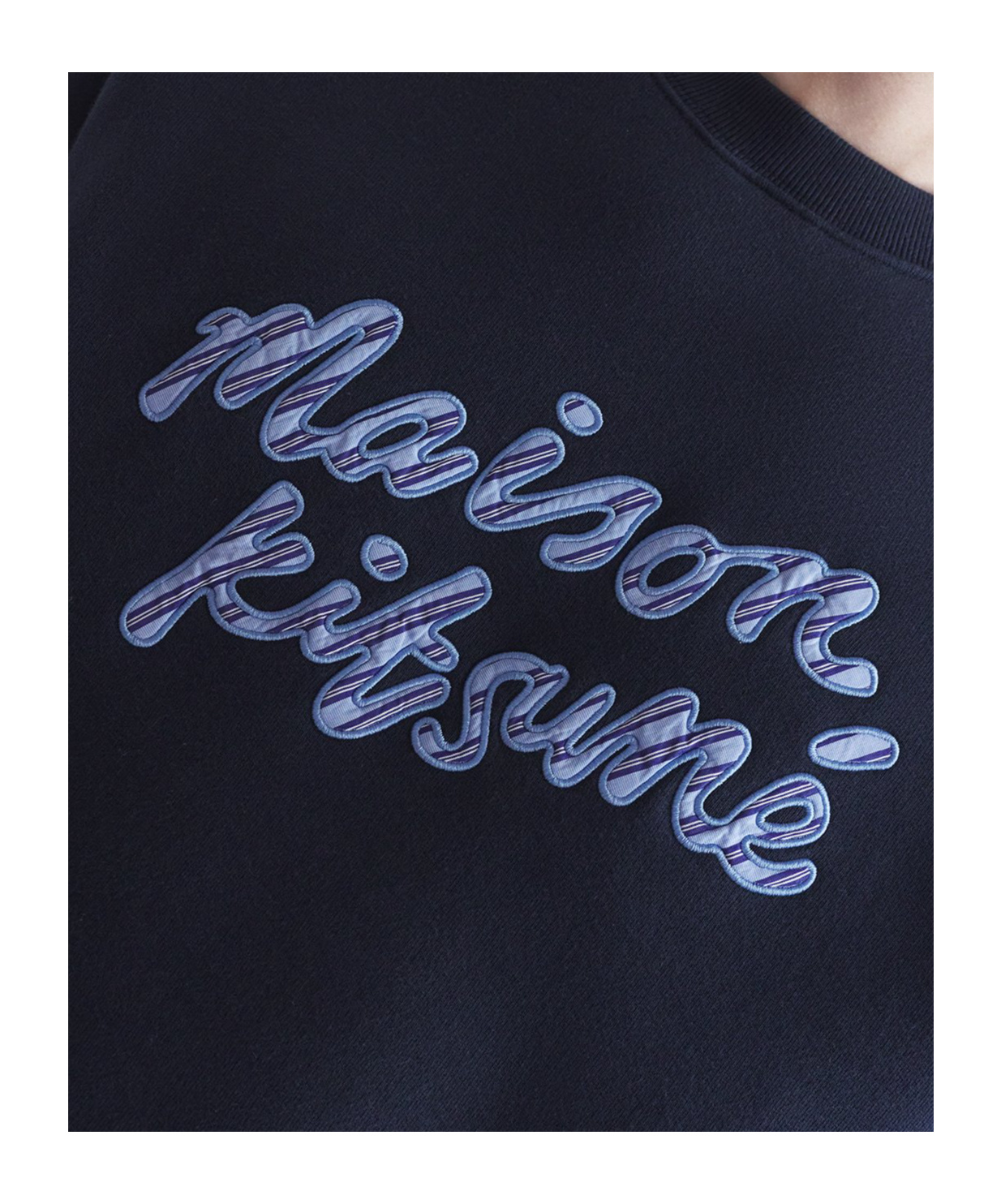 MAISON KITSUNÉ MAISON KITSUNÉ  HANDWRITING STRIPED CREWNECK SWEATSHIRT