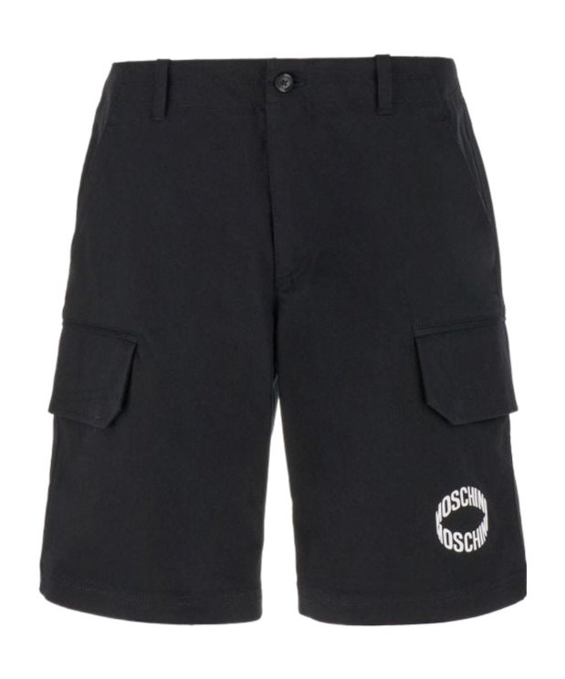Moschino Logo Cargo Shorts With Pockets And Loops In Black