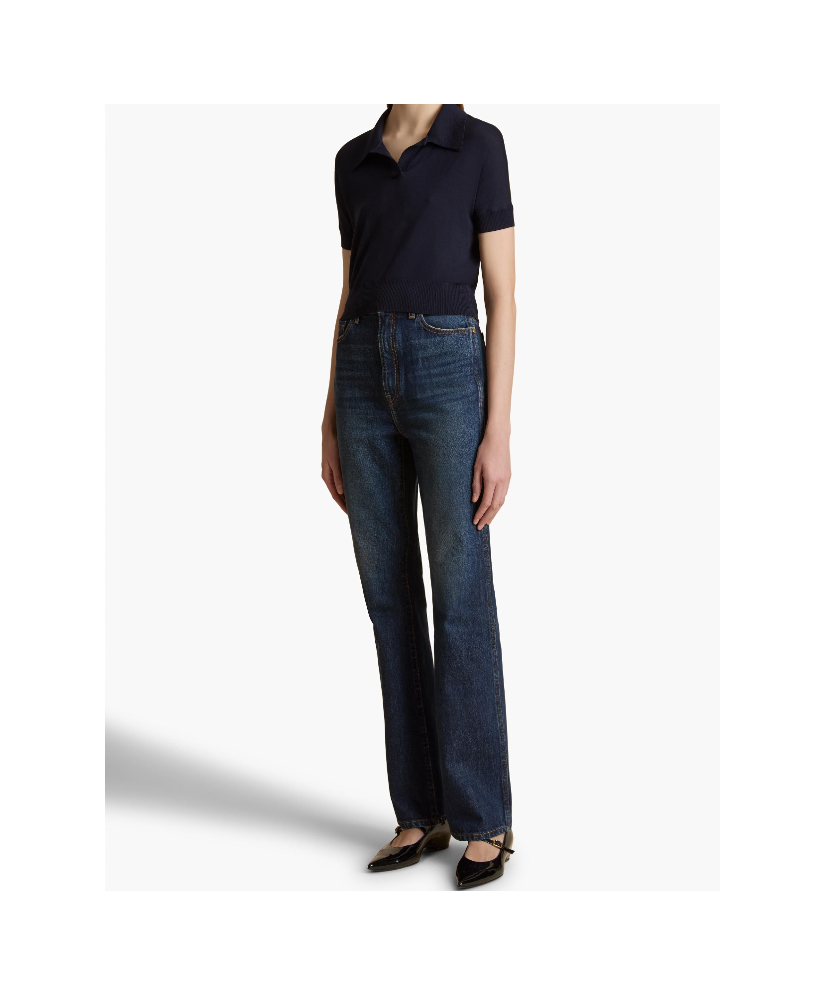 Khaite Morgane Short-sleeved Polo T-shirt In Black