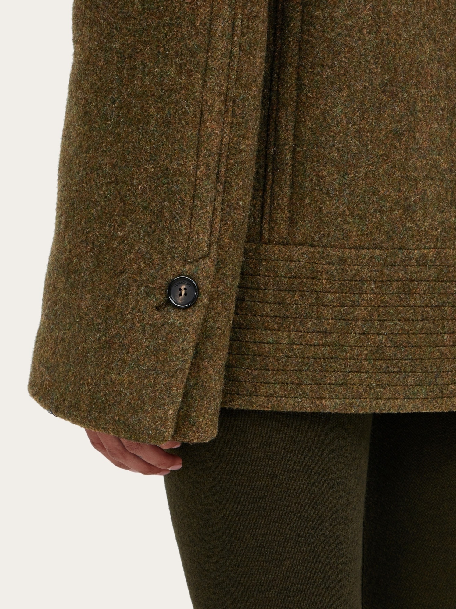 Ferragamo Double Wool And Cashmere Peacoat In Green