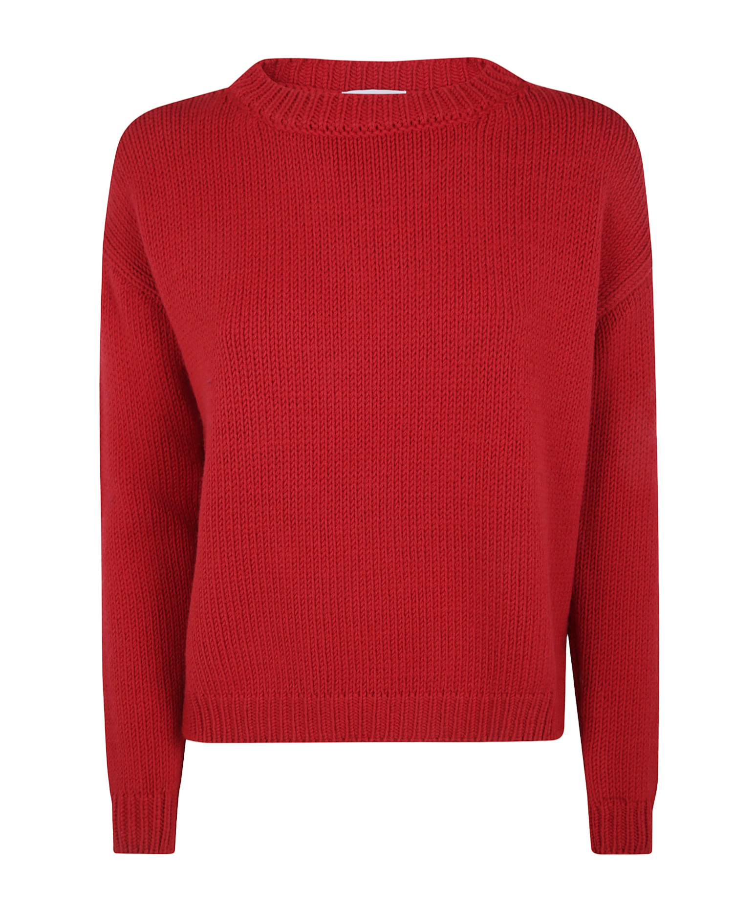 Baserange Ribbed Boat Neck Sweater In Red