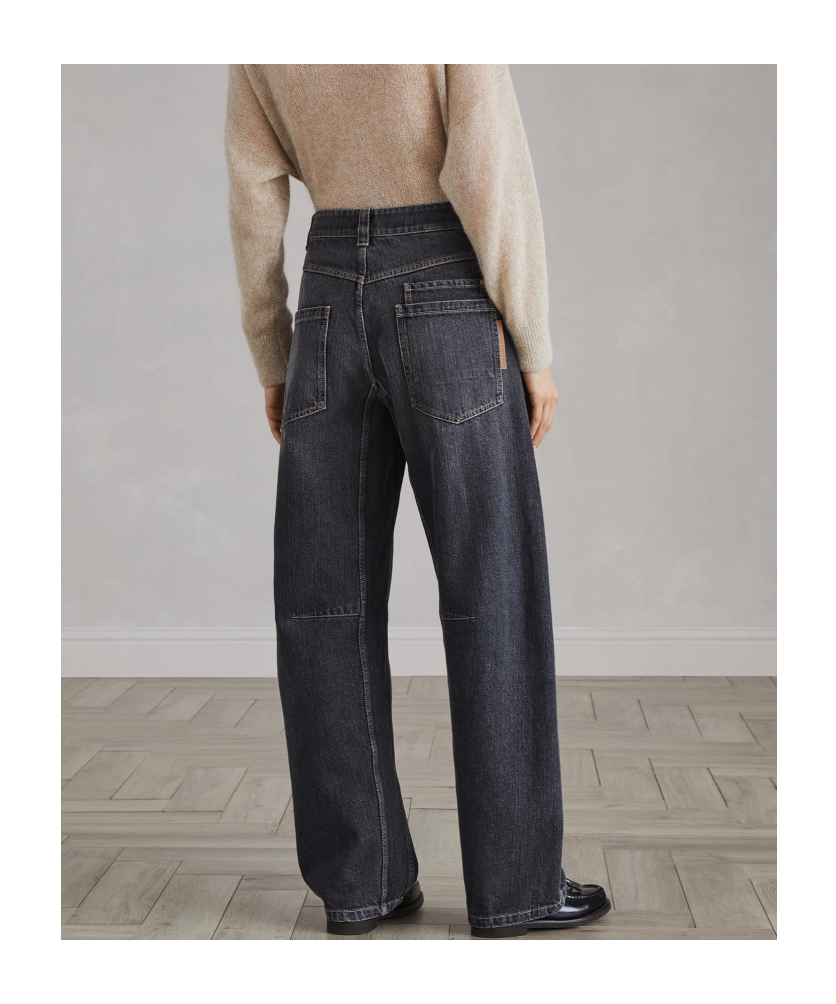 Brunello Cucinelli Soft Curve Washed Jeans In Black