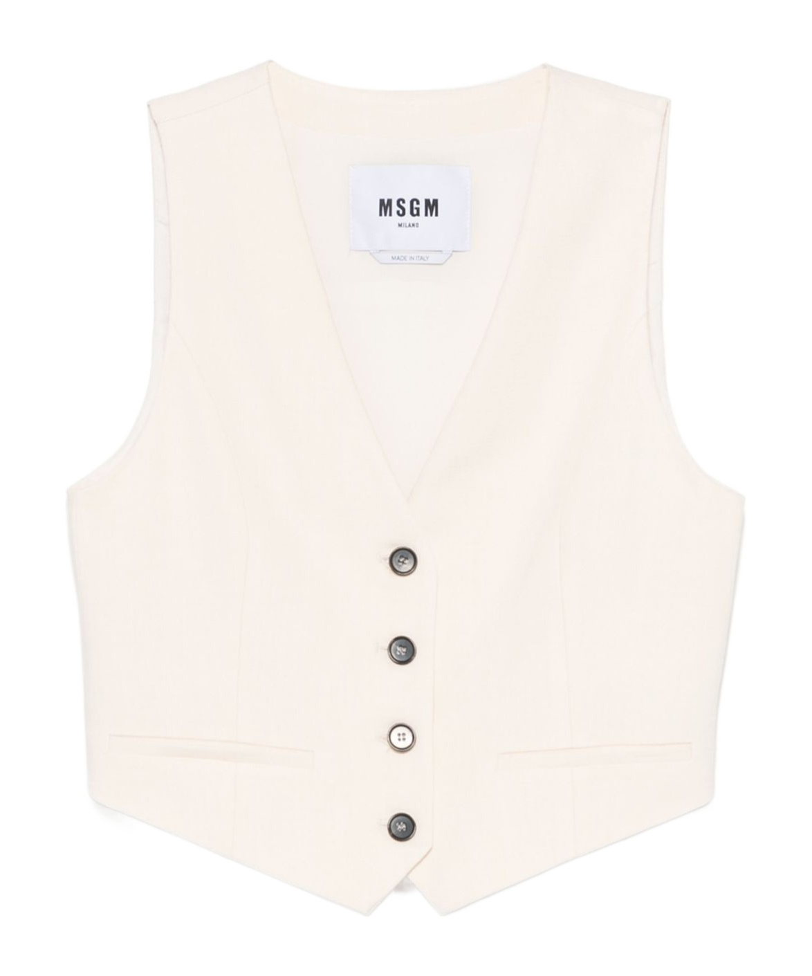 Msgm V-neck Tailored Sleeveless Vest In White
