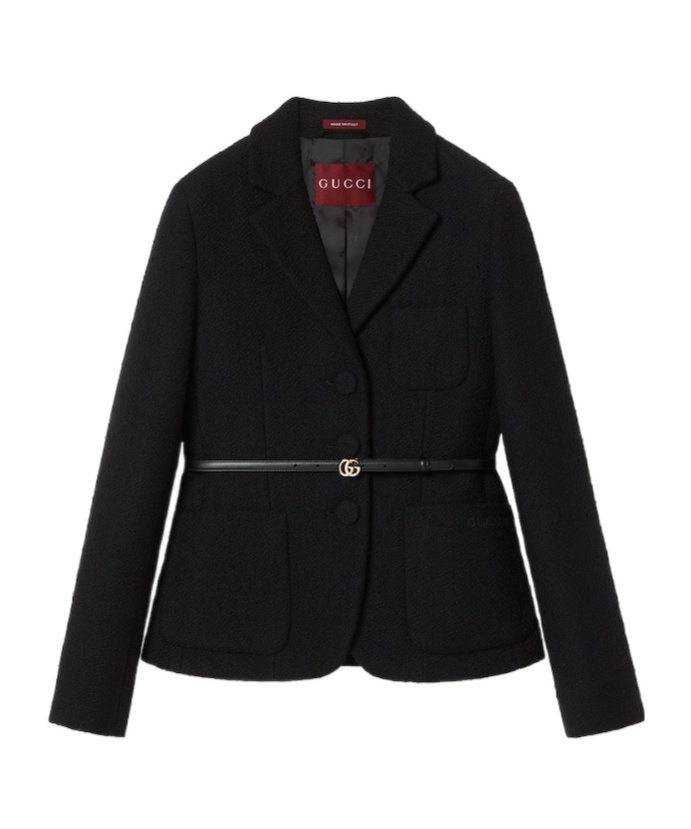 Gucci Embroidered Wool Bouclé Jacket In Black