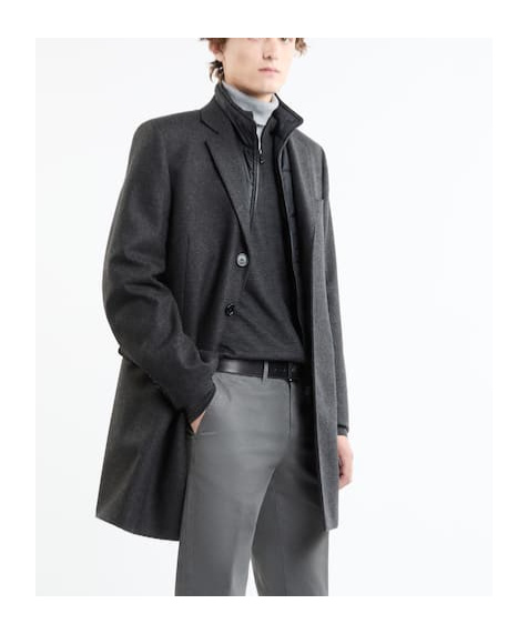 Fay Charcoal Grey Layered Wool-cashmere Jacket In Black