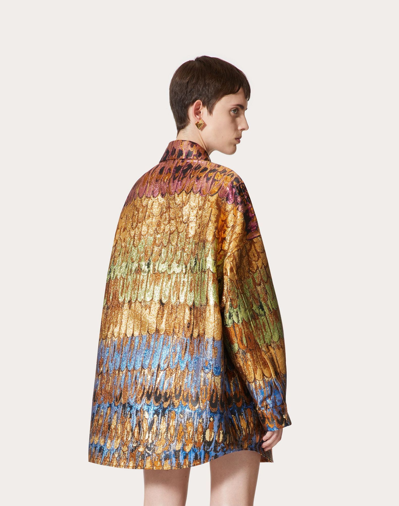 Valentino Golden Wings Multicolor Brocade Overshirt Woman Multicoloured 38 In Multi