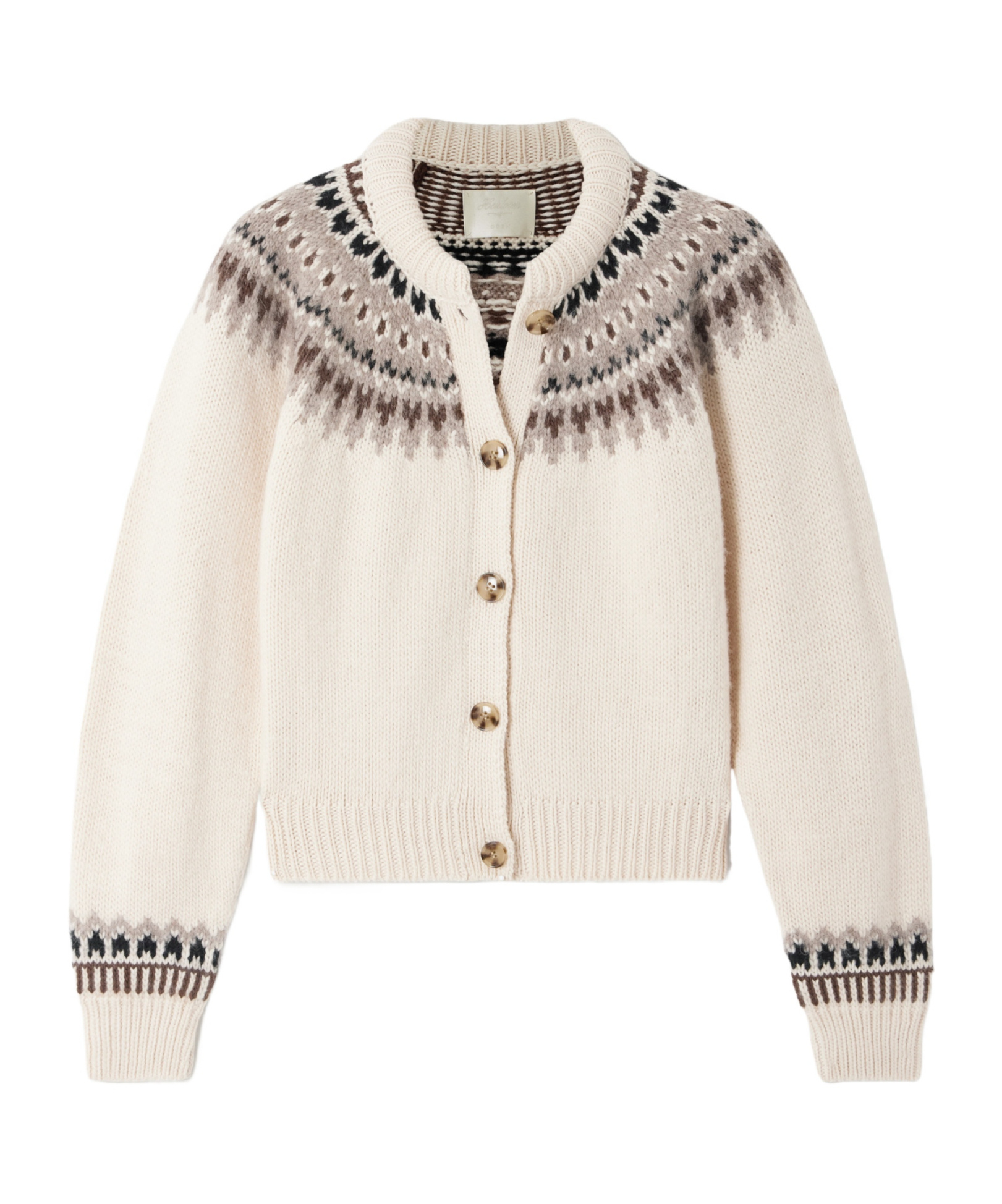 Doen Clarke Fair Isle Wool-blend Cardigan In Neutral