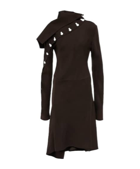 Jil Sander Mockneck Padded Taffeta Mididress In Black