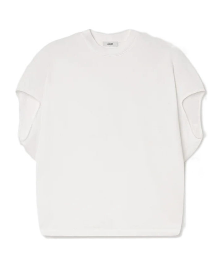 Agolde Souline Ruched Sleeve T-shirt In White