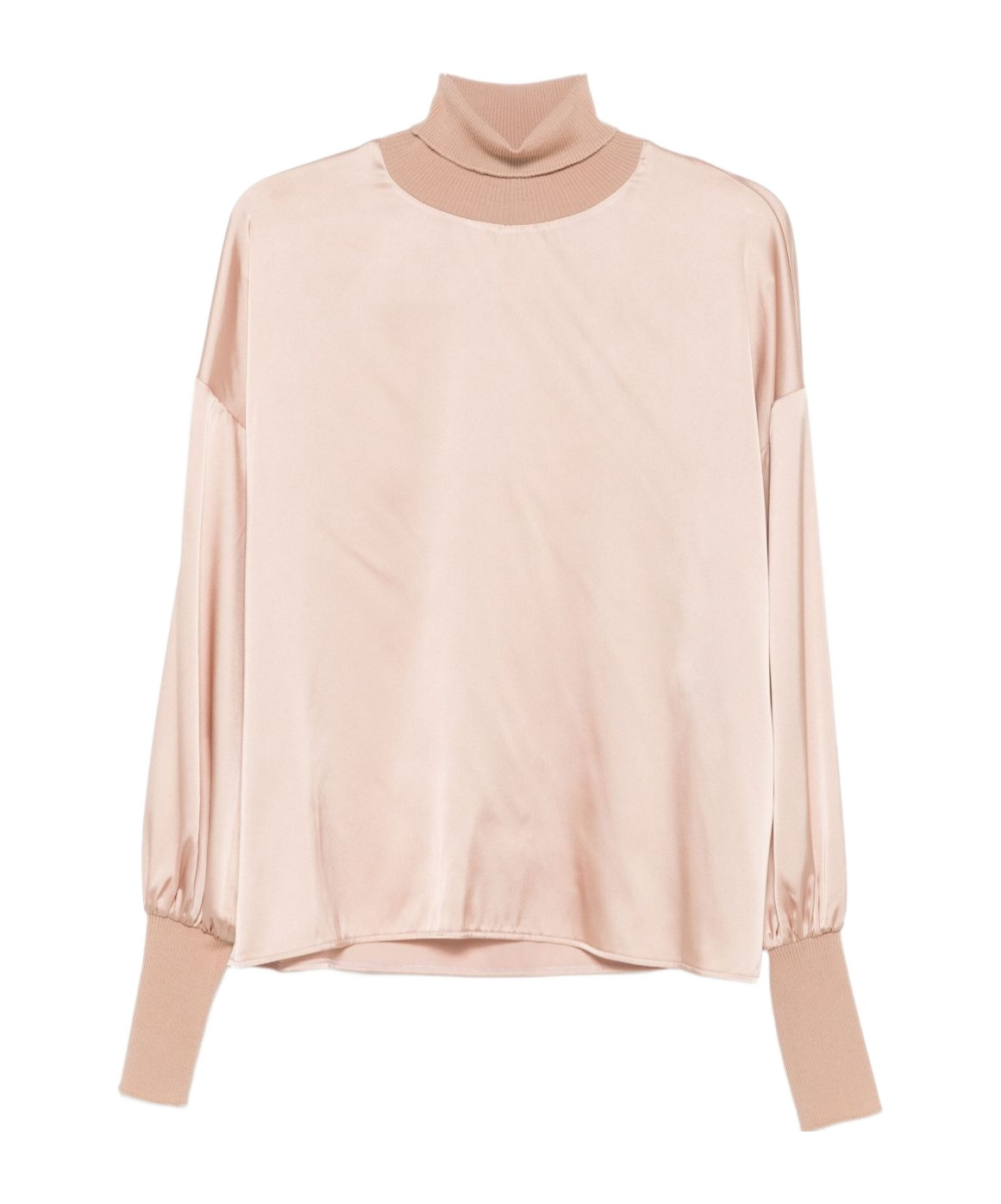 D Exterior Wool Blend Sweater With High Neckline In Brown
