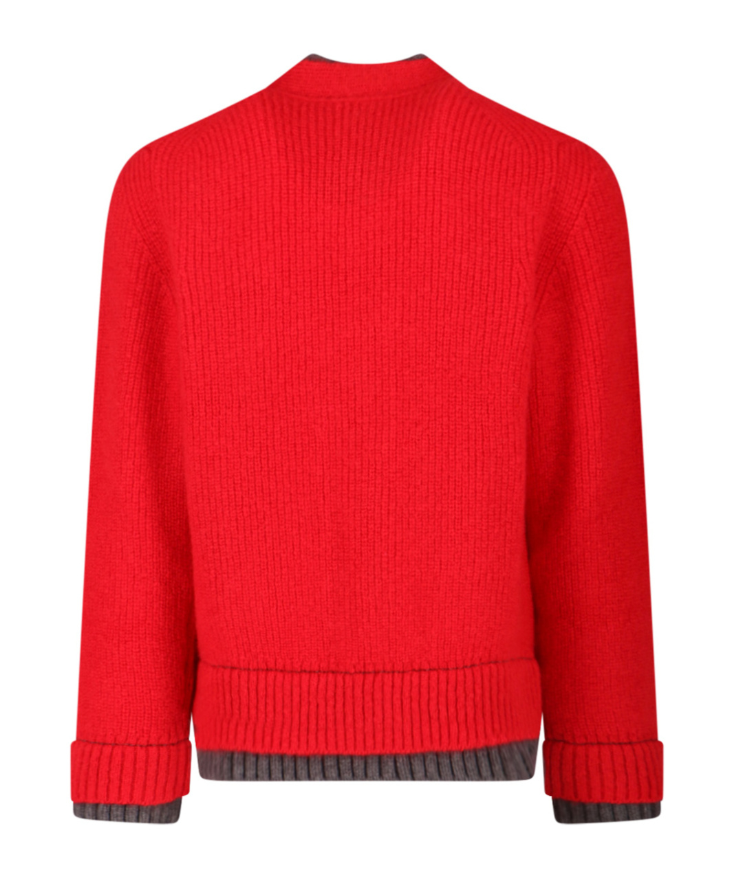 Sacai Long-sleeved Knitted Cardigan In Red