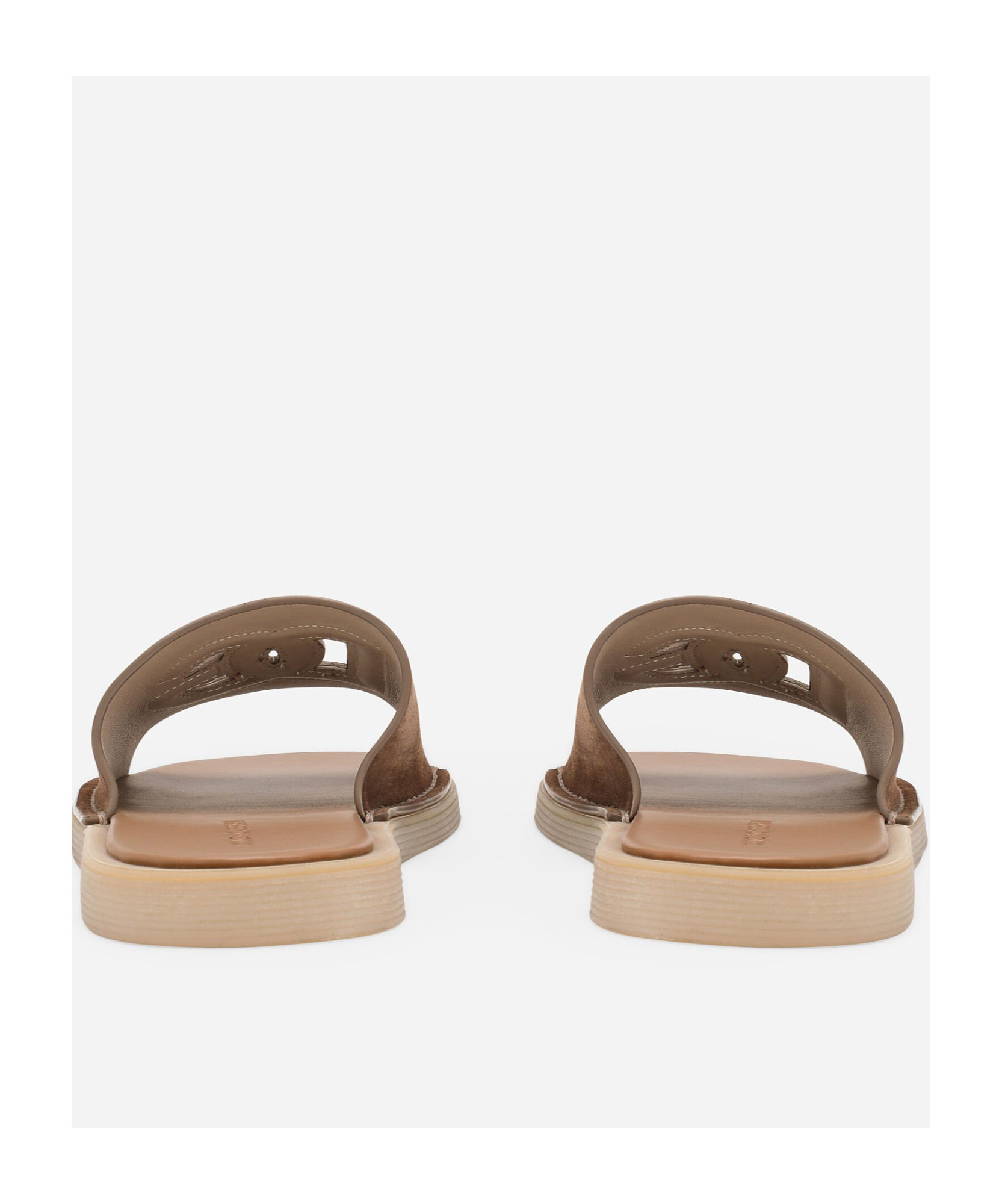 Dolce & Gabbana Dg Logo Suede Slides In Nude
