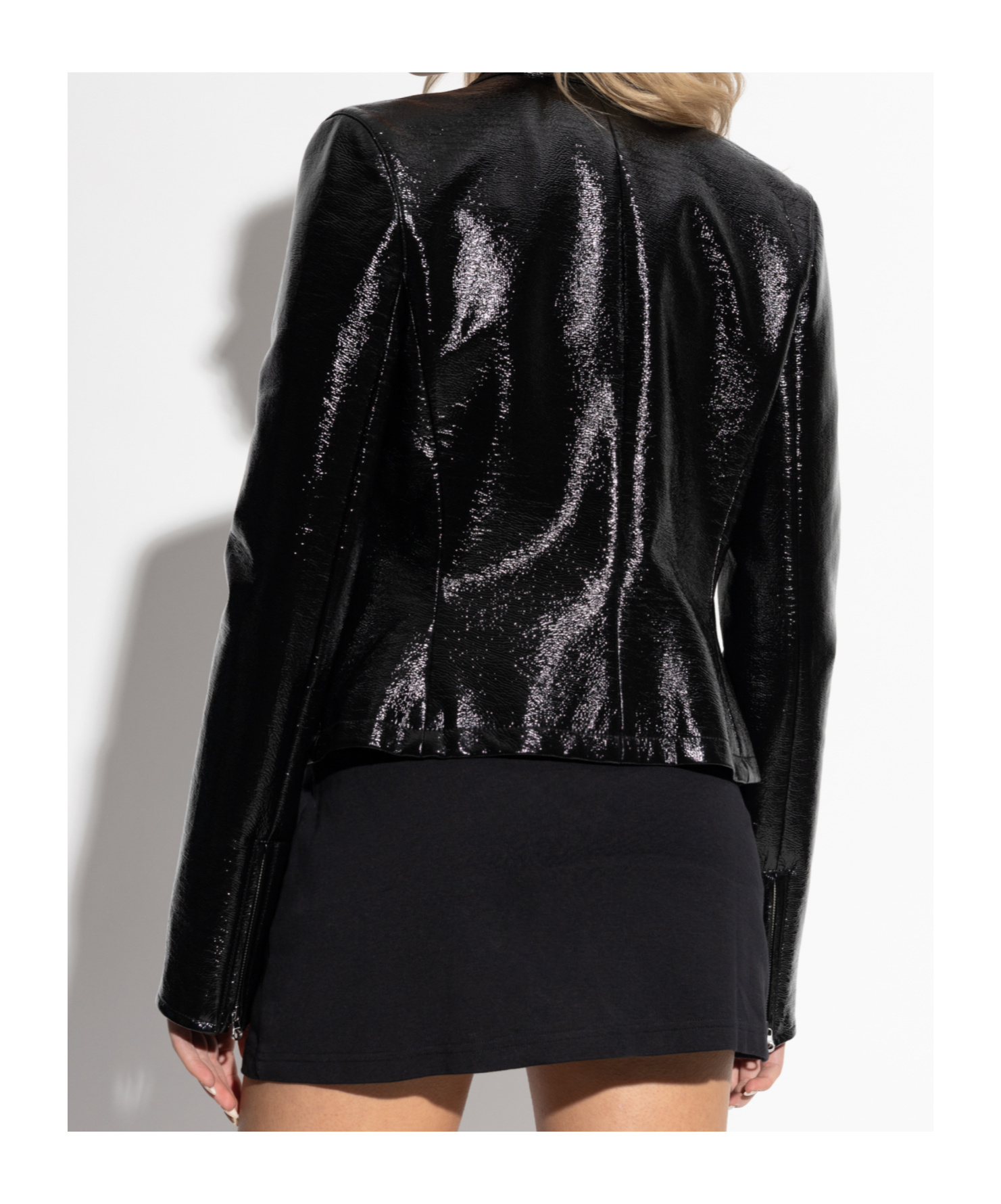 Courrèges Iconic Vinyl Biker Jacket In Black