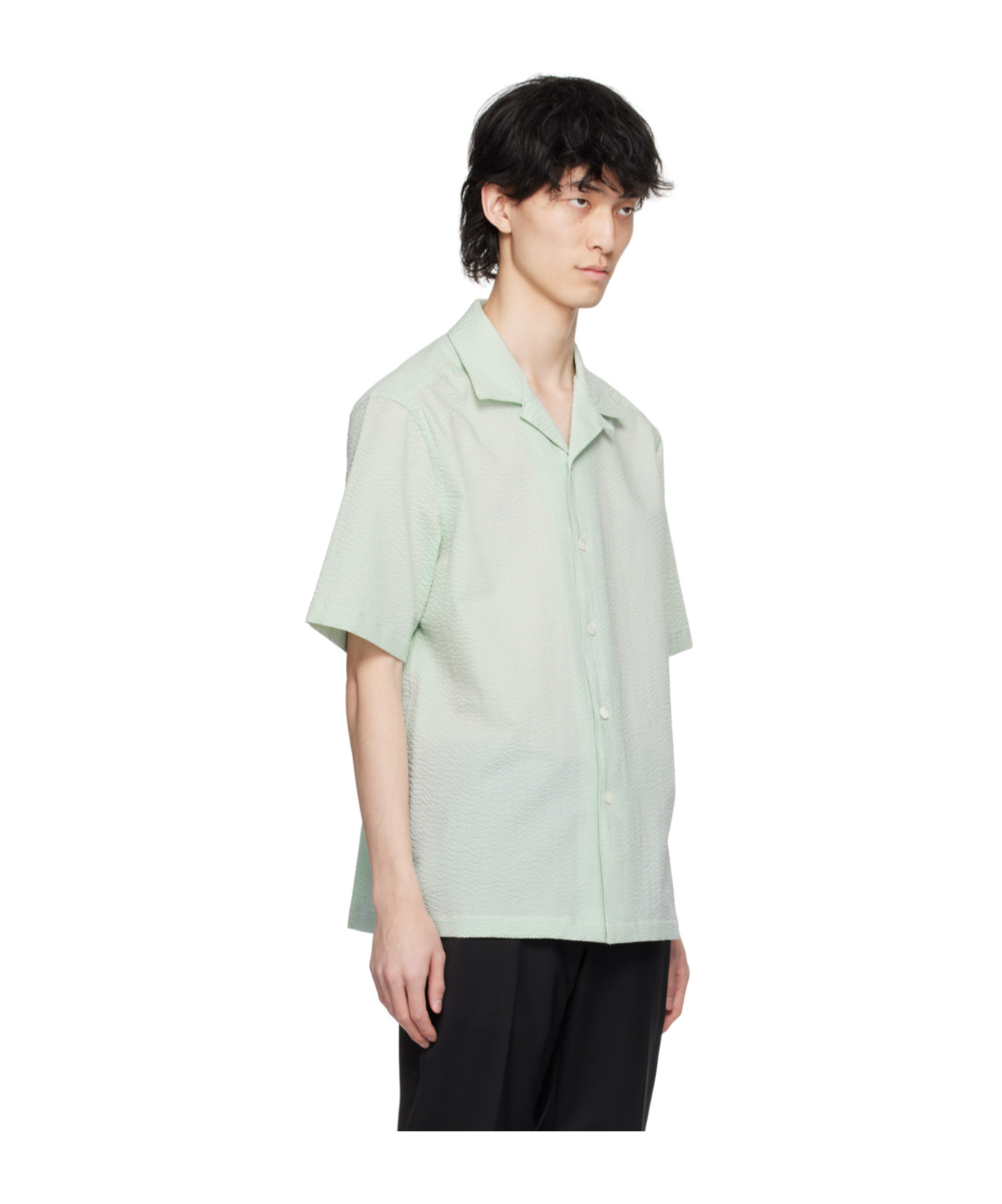 Zegna Green Button Shirt In White