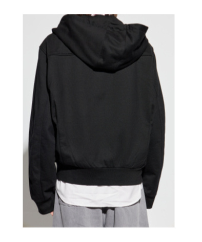 Dries Van Noten Long Sleeve Hooded Sweatshirt In Black