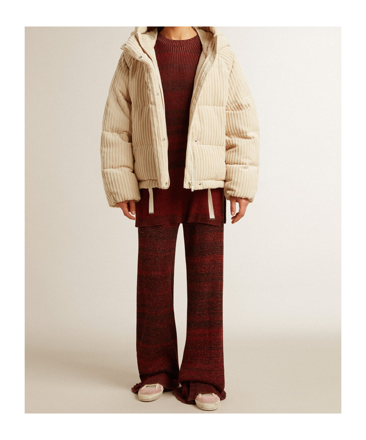 Golden Goose Padded Hoodie Jacket In Nude