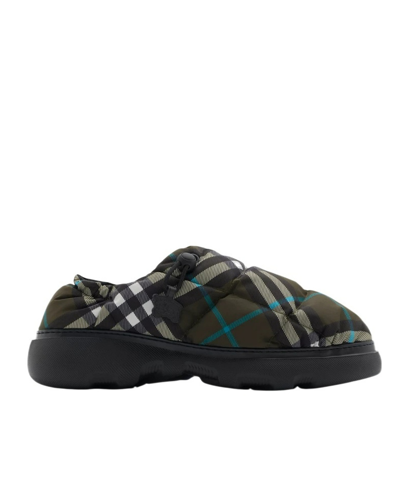 Burberry Men Check Nylon-blend Pillow Mule In Black