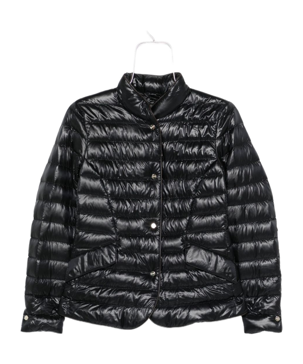 Herno Glossy Black Down Jacket With Drawstring Collar In Black