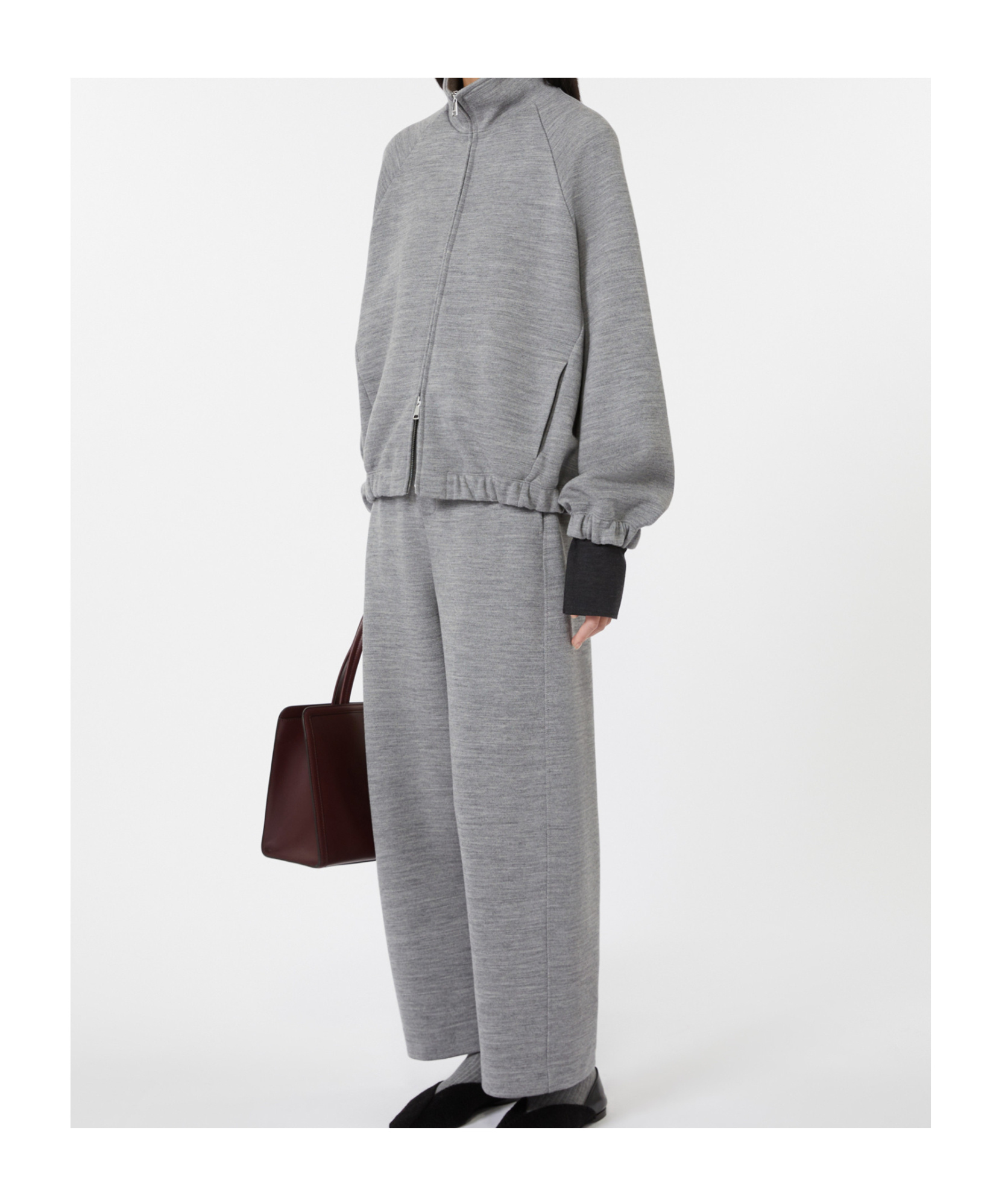 Max Mara Double-layer Wool And Cotton Blend Trousers In Gray