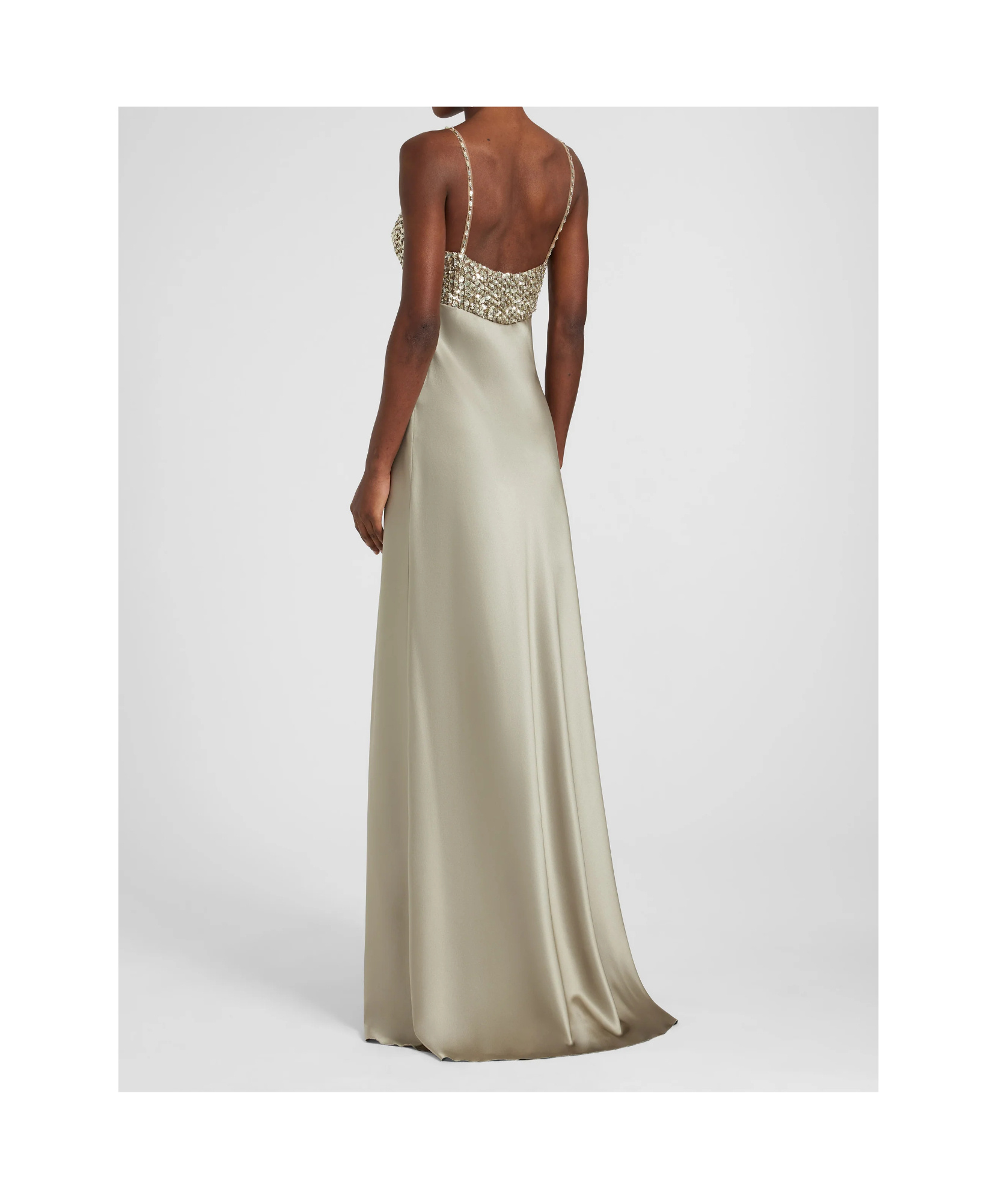 Ermanno Scervino Long Lingerie-style Dress In Silk Satin In Metallic
