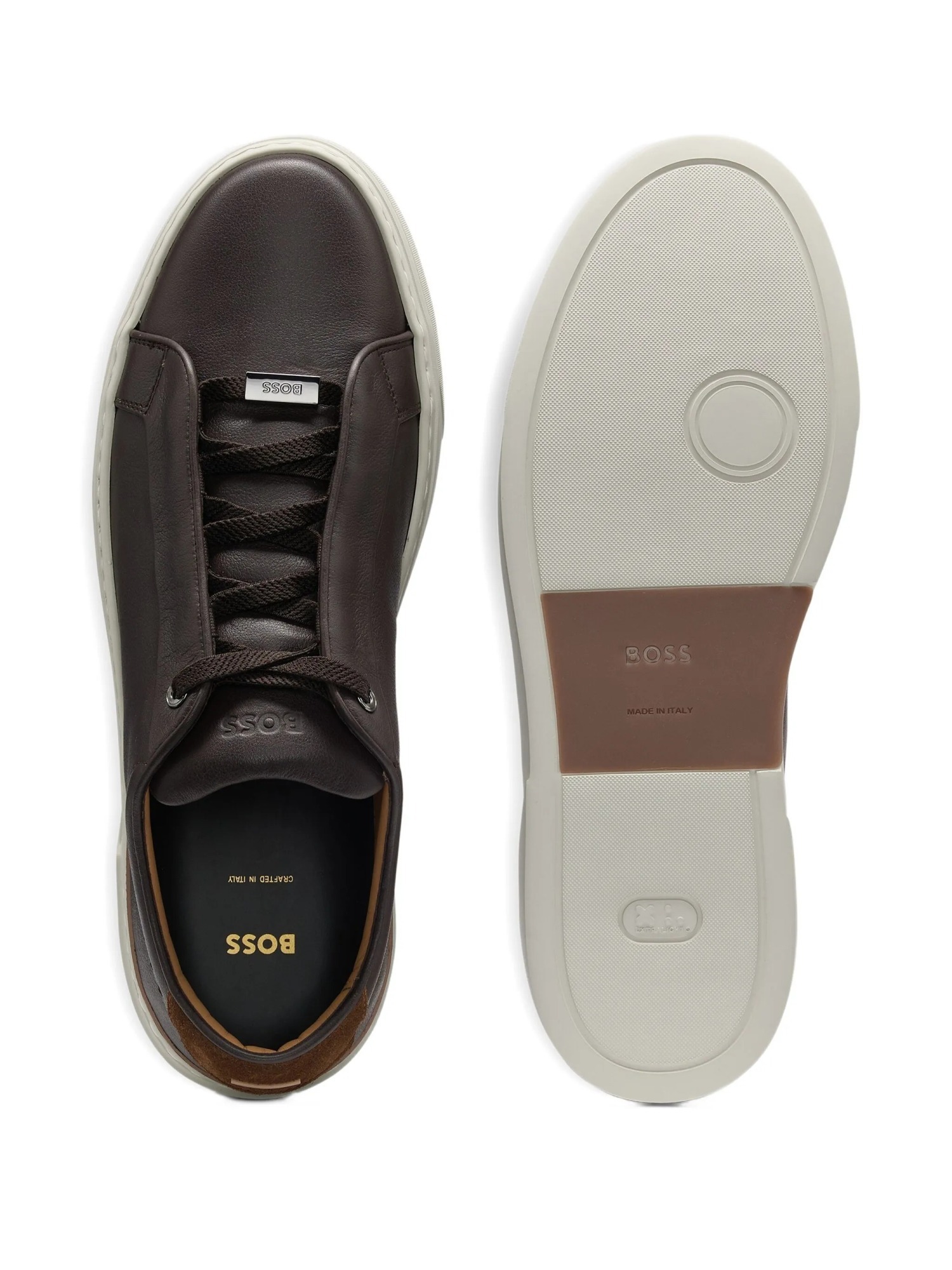 Hugo Boss Gary Leather Lace-up Sneakers In Brown