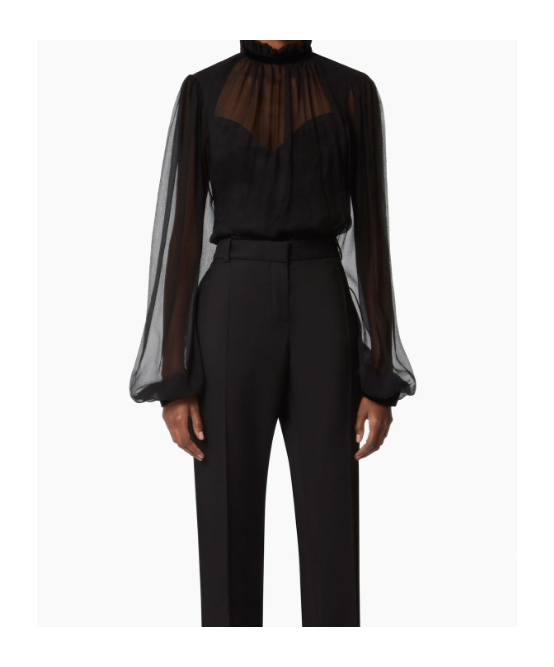 Nina Ricci High-neck Ruffled Top In Black