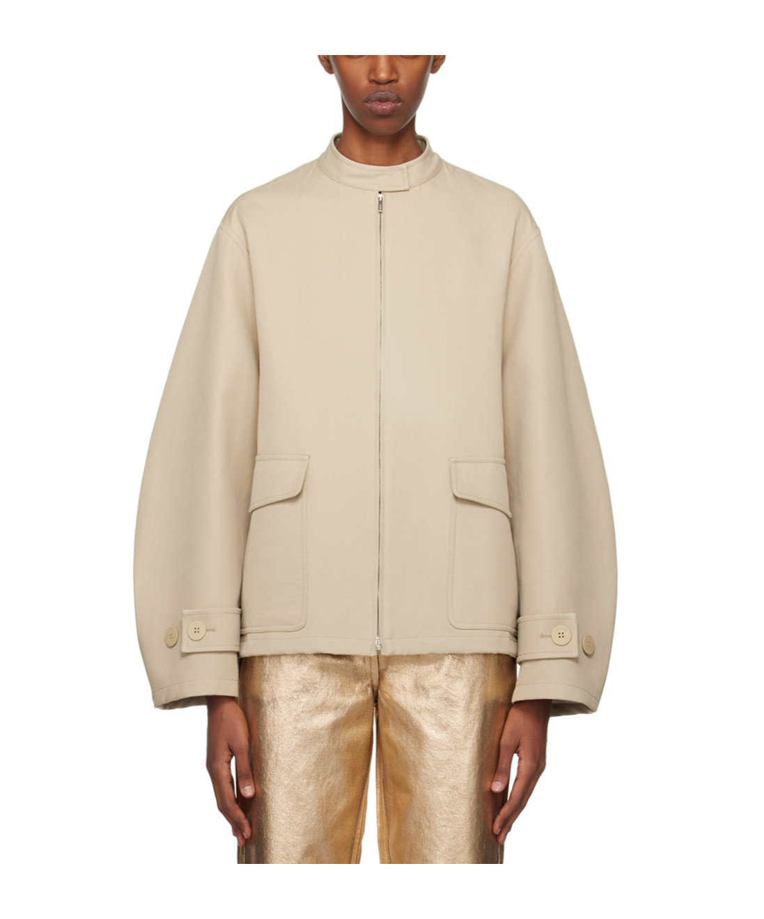 Ferragamo Jacket With A Stand-neck Zipper In Gray