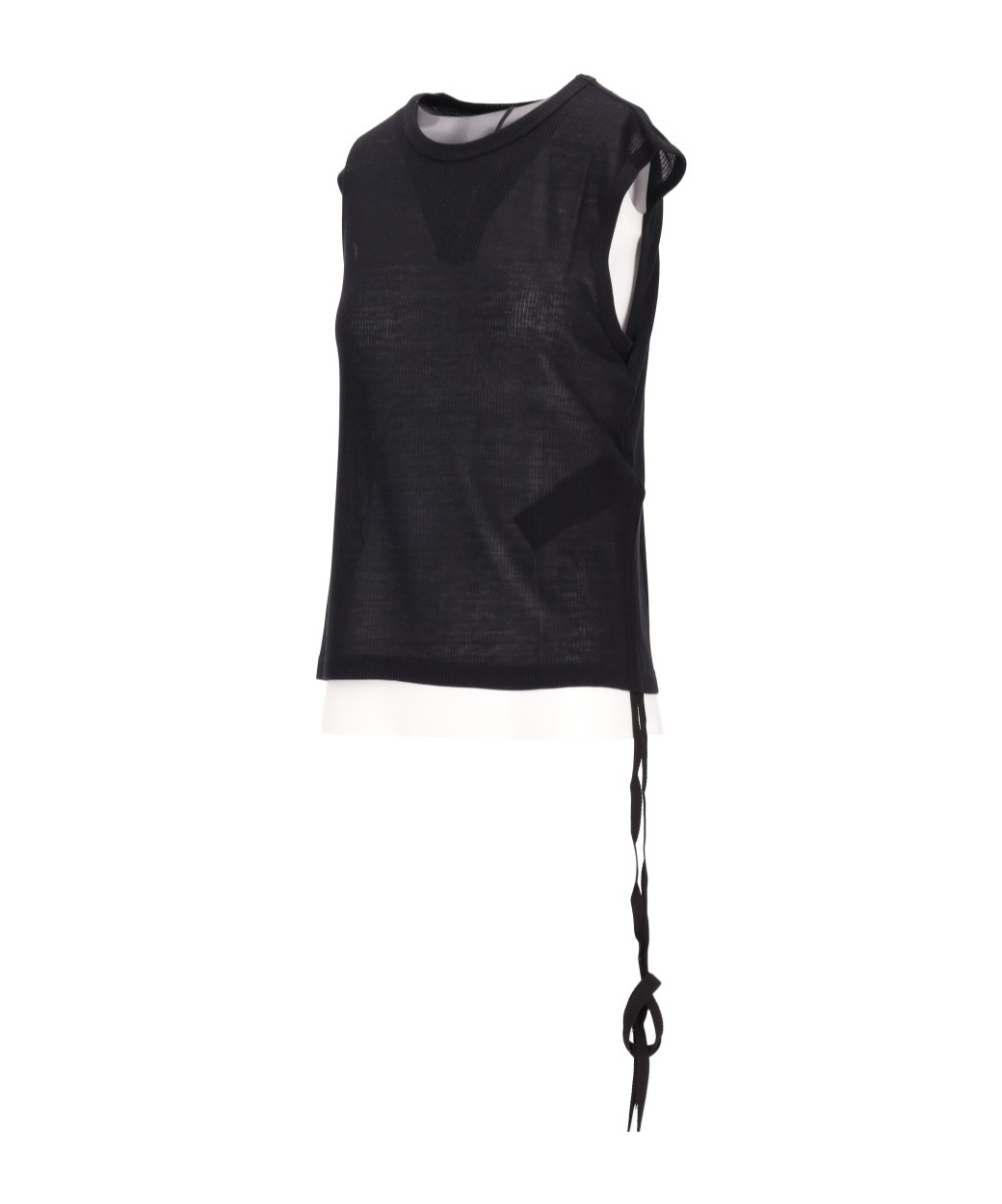 Ann Demeulemeester Biba Sleeveless Top Viscose Cotton Rib In Black