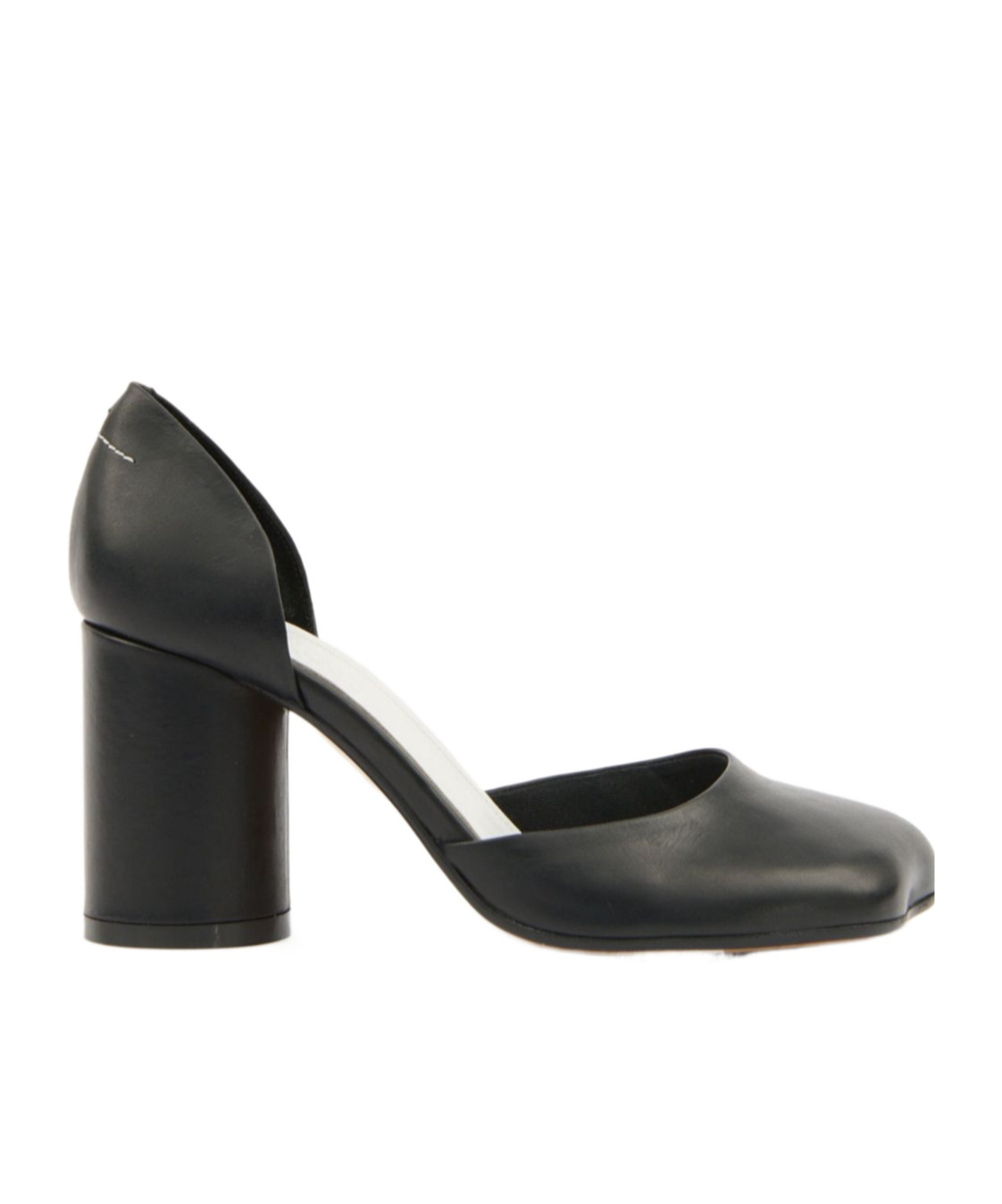 Mm6 Maison Margiela Black Shiny Vegetable Tanned Leather Court Heels In Black