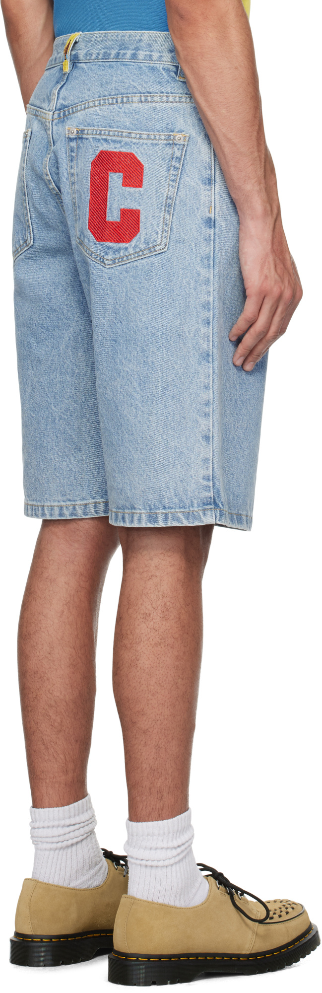 Shop Icecream Running Dog Denim Shorts In Blue