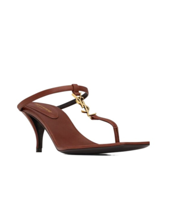 Saint Laurent Cassandra 60 Leather Sandals In Brown