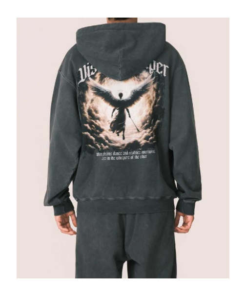 Vision Of Super Black Graphic Print Hoodie With Artistic Design In Black