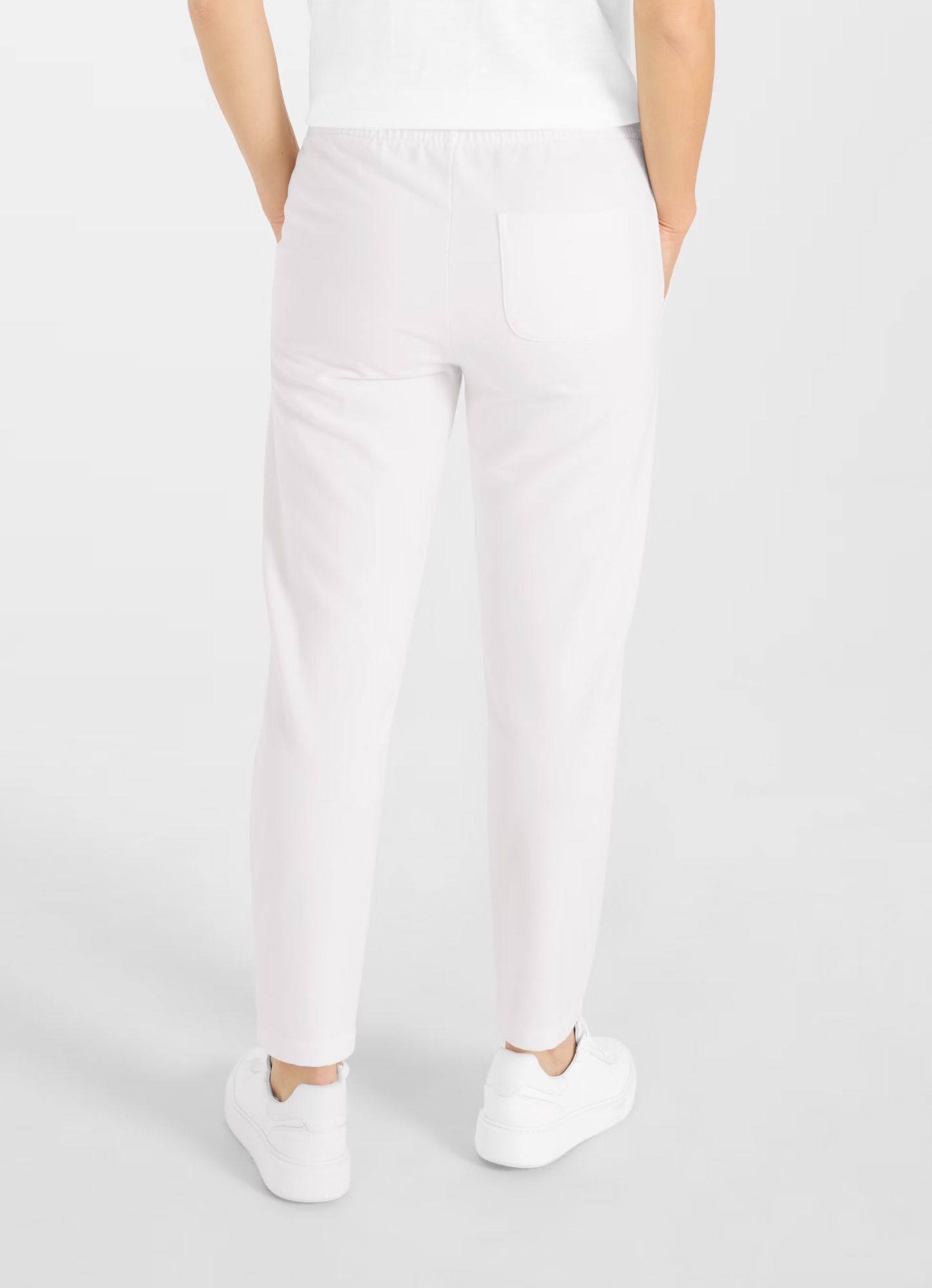 Juvia Drawstring Waist Casual Pants In White