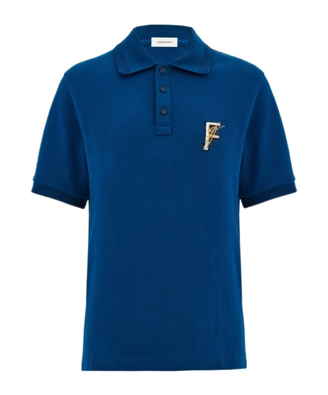 Ferragamo Short-sleeved Polo Shirt In Blue