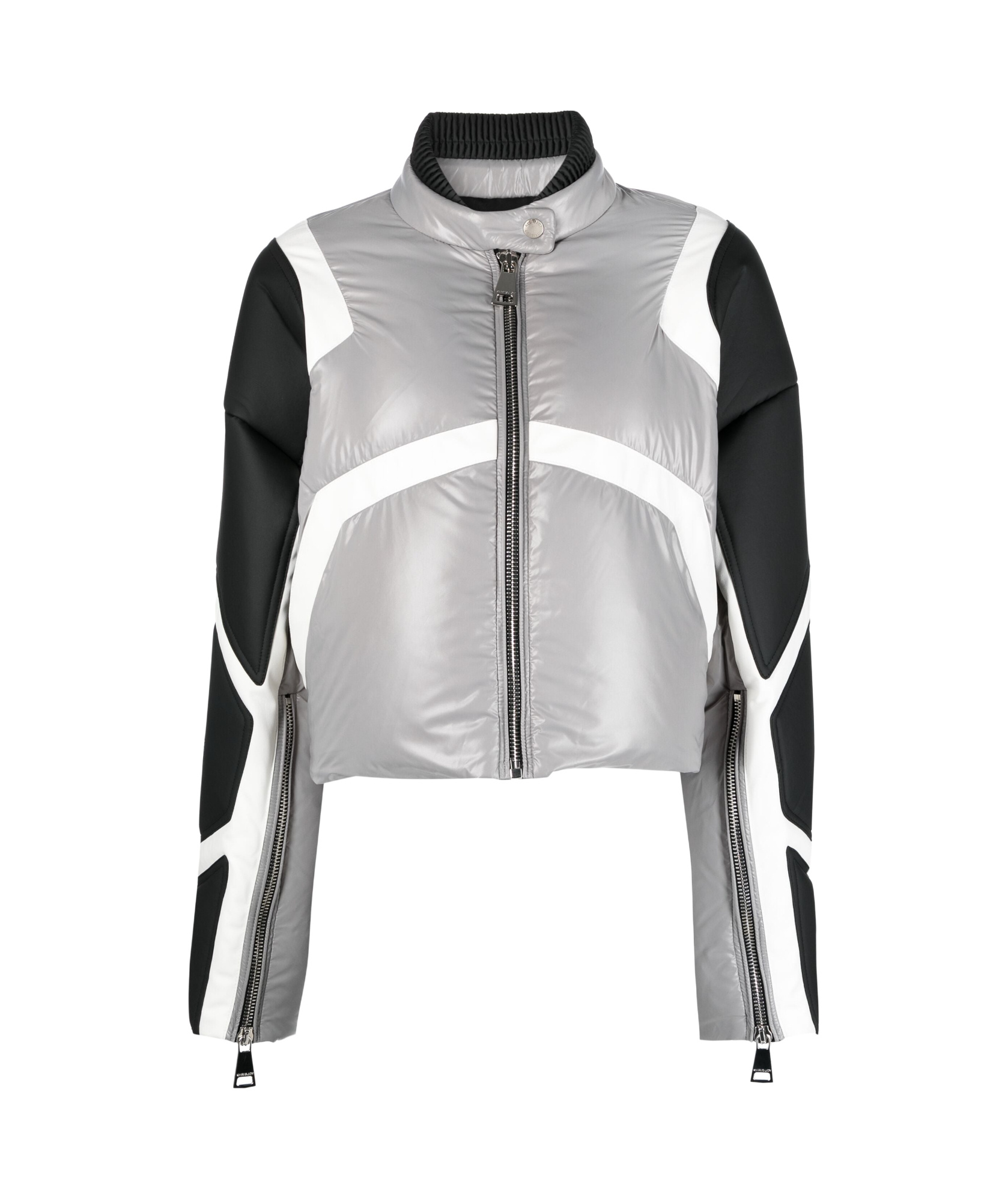 Khrisjoy Khris Crop Biker Puffer Jacket In Gray