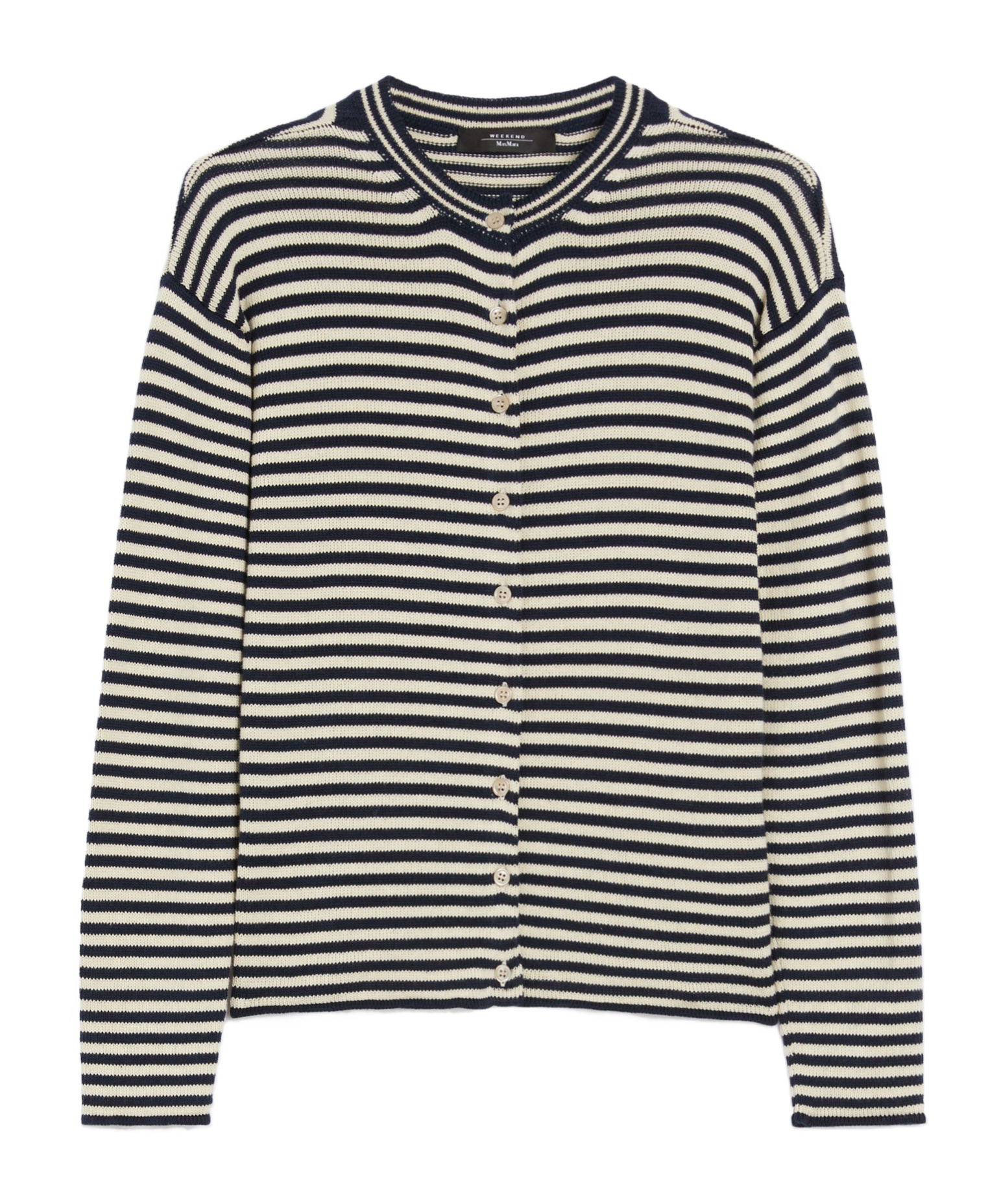 Weekend Max Mara Eritea Stripe Cotton Cardigan In Black