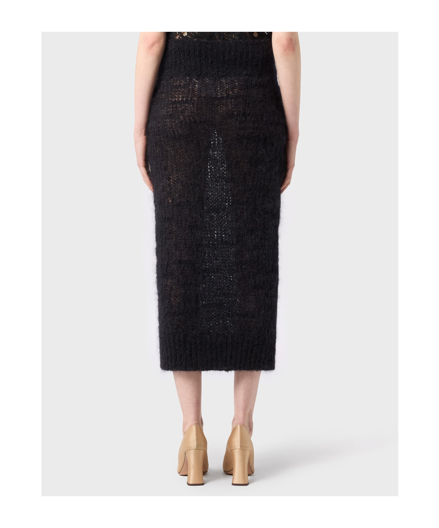 Blumarine Chunky-knit Midi Skirt In Black