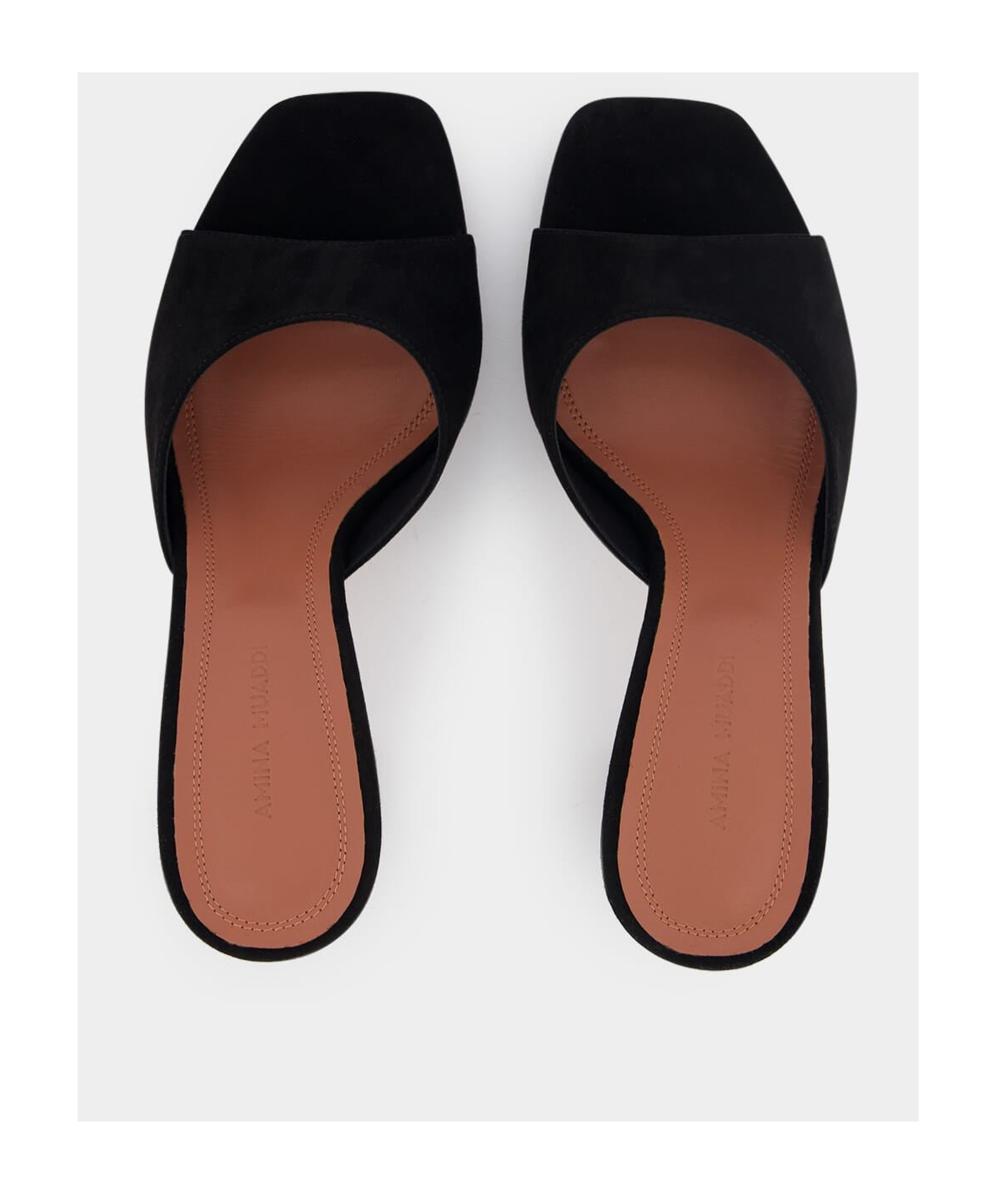Shop Amina Muaddi Lupita 70mm Suede Mules In Black