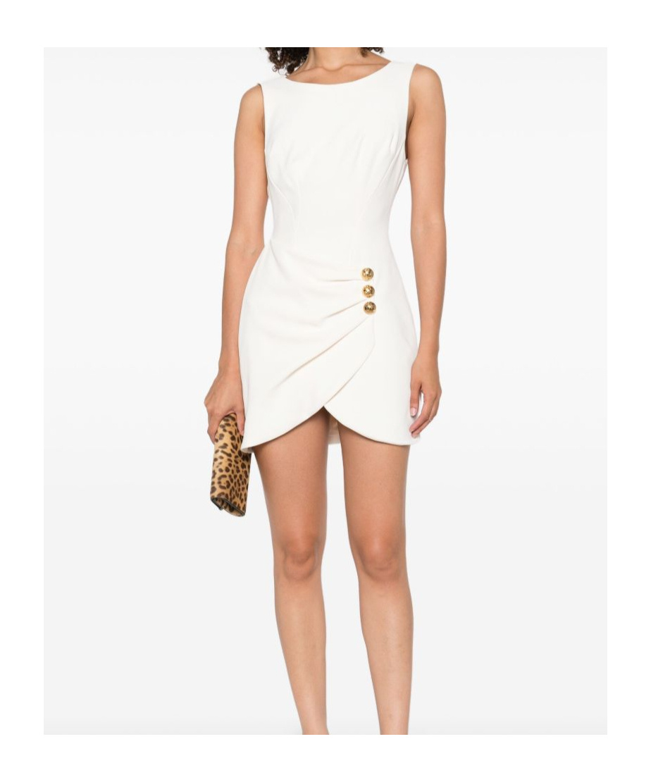 Elisabetta Franchi Button-embellished Mini Dress In White