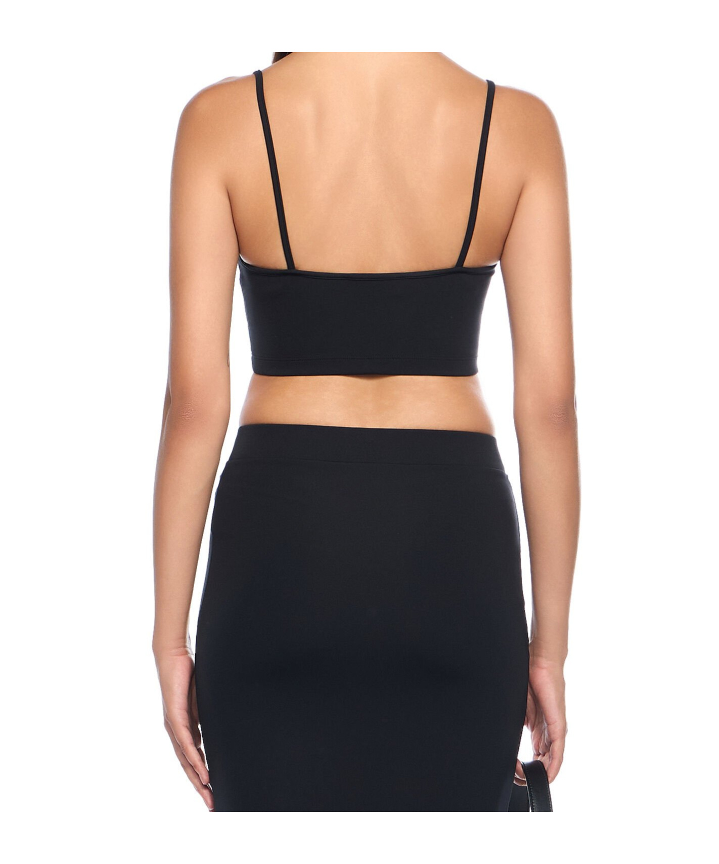 Off-white Stylish Cropped Spaghetti Strap Top In Black