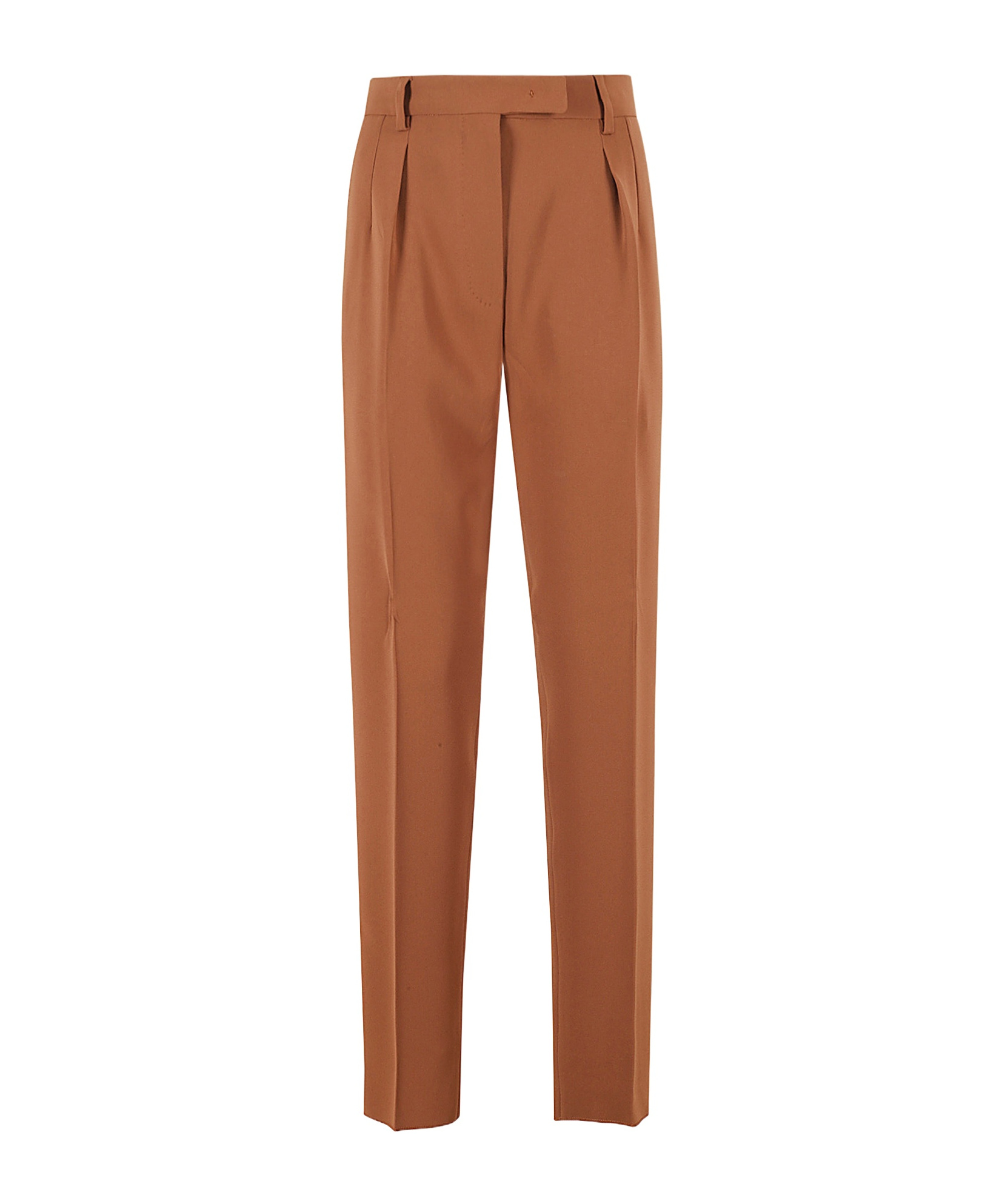 Max Mara Straight-leg Tailored Cotton Pants With Structured Waistband In Brown